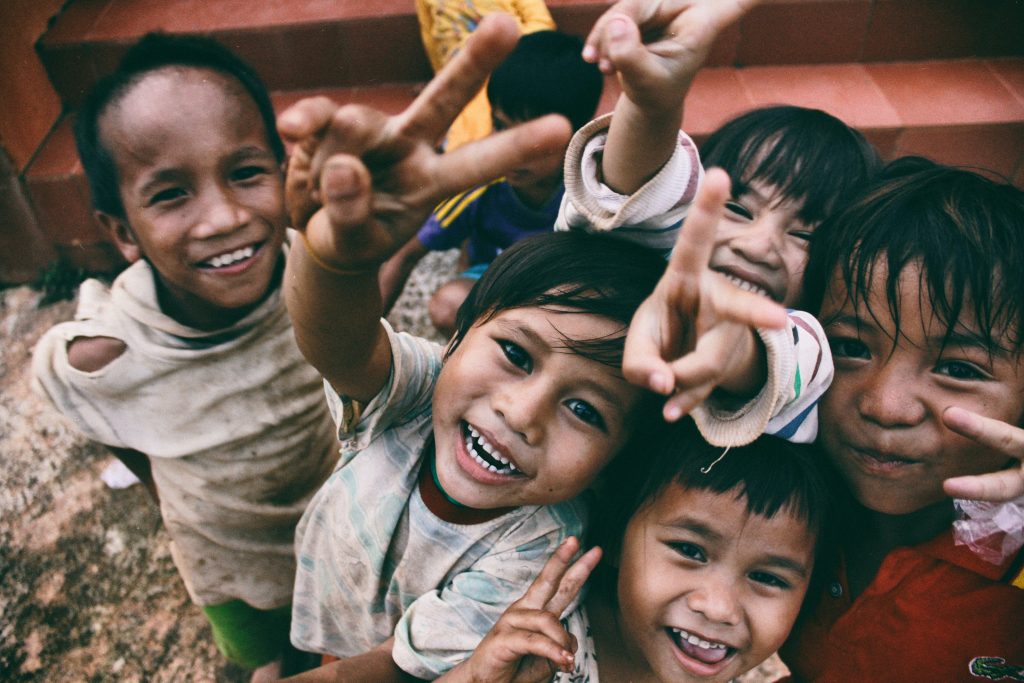 A group of children smiling