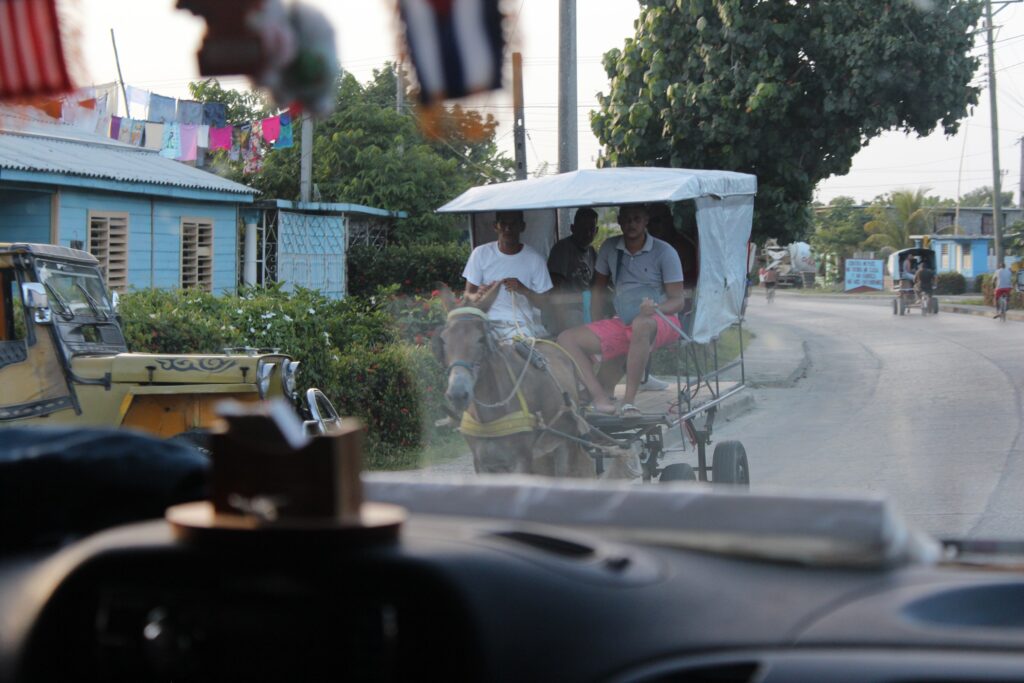 Horse drawn buggy on a street in Cuba