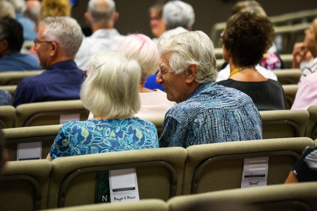Seniors enjoying a church service